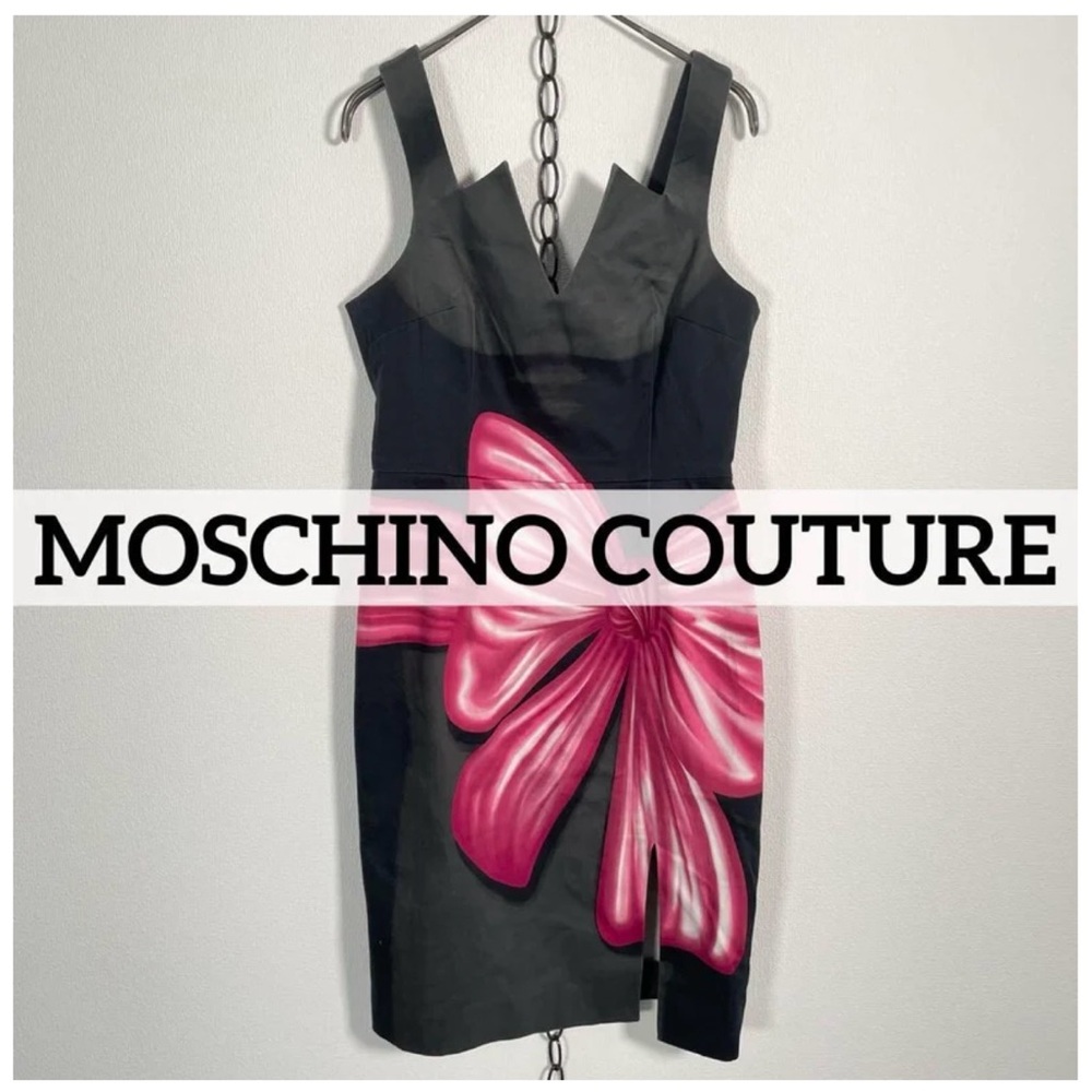 Moschino Black Dress with Pink Bow
